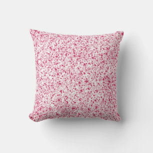 Hot Pink Hearts Splatter Paint, Speckled Cushion