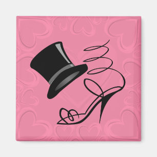 Hot Pink Hearts Top Hat and High Heels magnet