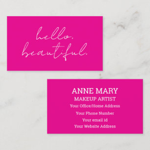 Hot Pink Hello Beautiful Makeup Artist Salon Business Card