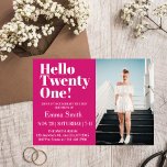 Hot Pink Hello Twenty One 21st Birthday Photo  Invitation<br><div class="desc">Hot Pink Hello Twenty One 21st Birthday Photo Invitation. Say Hello to Twenty One in a sassy style! Be the hottest topic of the town with our fabulous Hot Pink 21st Birthday Invitations! 💖🎈Capture the excitement and celebration of a milestone birthday with this hot pink Hello Twenty One 21st Birthday...</div>