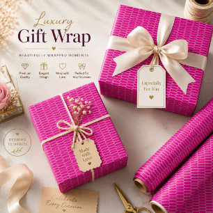 Hot Pink Hexagon Wrapping Paper