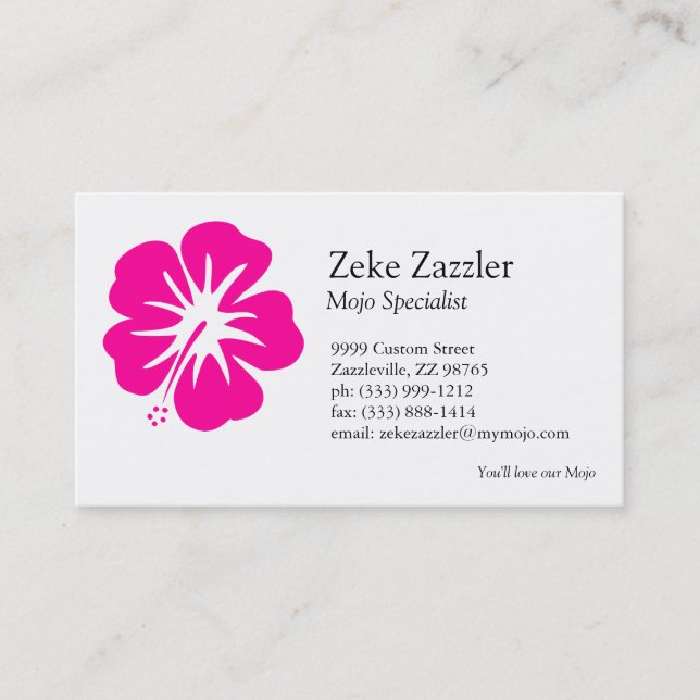 Hot Pink Hibiscus Business Card (Front)