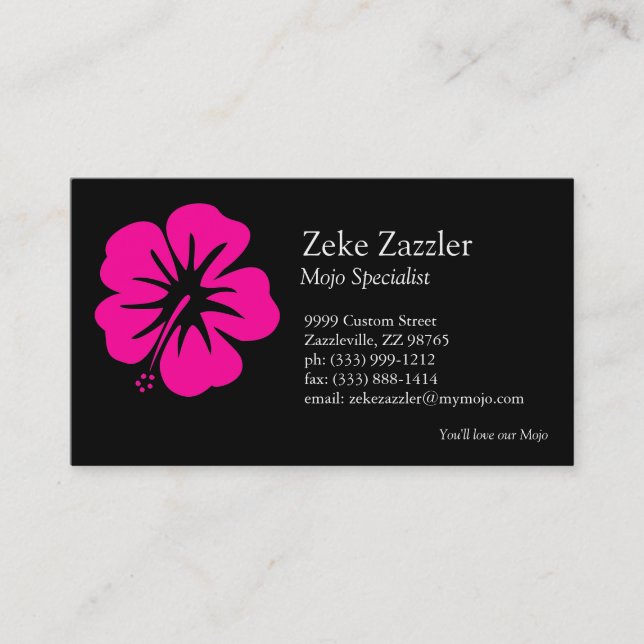 Hot Pink Hibiscus Business Card (Front)