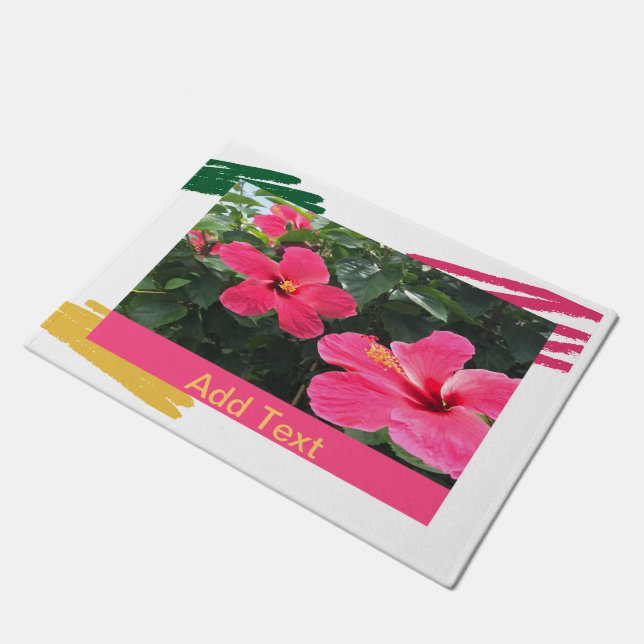 Hot Pink Hibiscus Doormat (Angled)