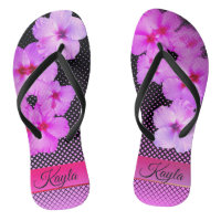 Hot Pink Hibiscus on Black and Pink Chequered