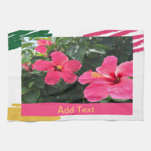 Hot Pink Hibiscus Tea Towel