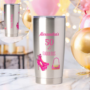 Hot Pink High Heels Fabulous 50th Birthday Gift  Insulated Tumbler
