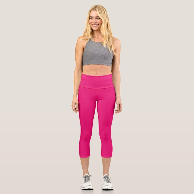 Hot Pink high waisted capris pants (Front)