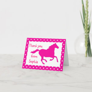 Hot Pink Horse Birthday Thank You Note Card