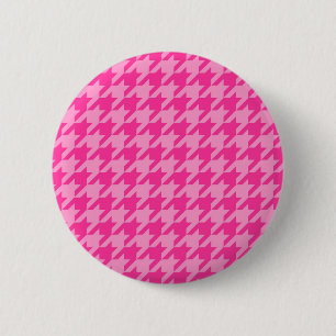 Hot Pink Houndstooth Plaid Design 6 Cm Round Badge