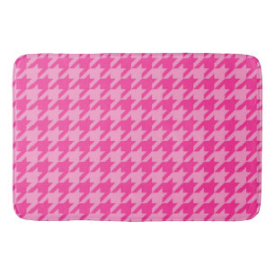 Hot Pink Houndstooth Plaid Design Bath Mat