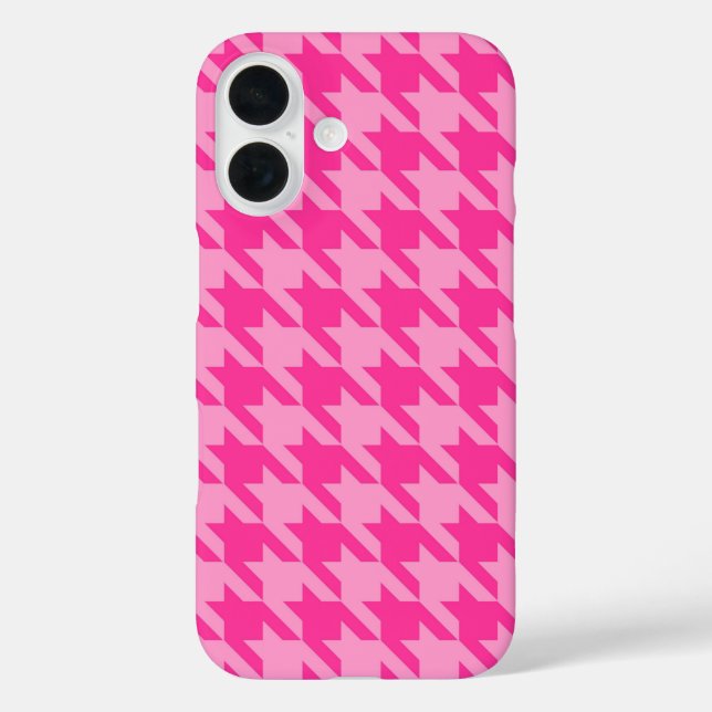 Hot Pink Houndstooth Plaid Design Case-Mate iPhone Case (Back)