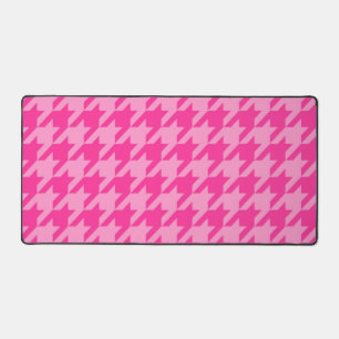 Hot Pink Houndstooth Plaid Design Desk Mat