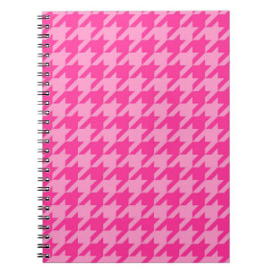 Hot Pink Houndstooth Plaid Design Notebook