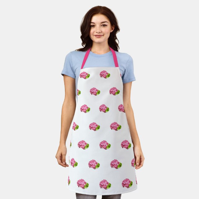 Hot Pink Hydrangea Design Apron (Worn)