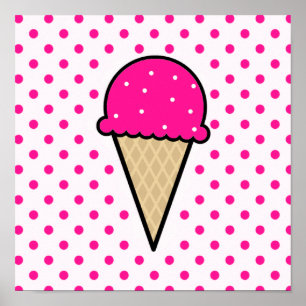 Hot Pink Ice Cream Cone Poster