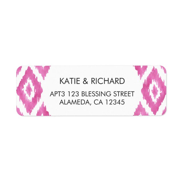 Hot Pink Ikat Return Address Label (Front)