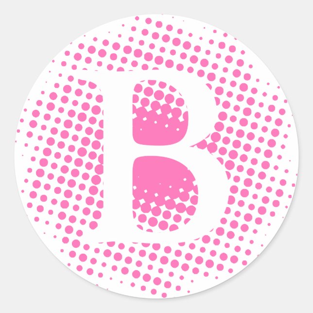 Hot Pink Initial Letter Custom Classic Round Sticker (Front)