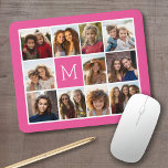 Hot Pink Instagram Photo Collage Custom Monogram Mouse Pad<br><div class="desc">Use up to 11 square or selfie phone photos to create a unique and personal gift. Or you can keep the hipster puppy and make a trendy keepsake. If you need to adjust the pictures,  click on the customize tool to make changes.</div>