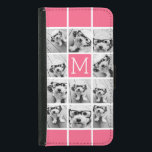 Hot Pink Instagram Photo Collage Custom Monogram Samsung Galaxy S5 Wallet Case<br><div class="desc">Use up to 11 square or selfie phone photos to create a unique and personal gift. Or you can keep the hipster puppy and make a trendy keepsake. If you need to adjust the pictures,  click on the customise tool to make changes.</div>