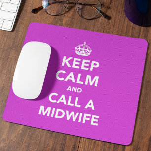 Hot Pink Keep Calm and Call a Midwife - Funny Mouse Pad