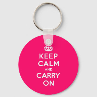 Hot Pink Keep Calm and Carry On Key Ring