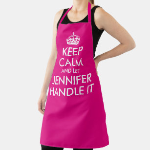 Hot Pink Keep Calm and Let Jennifer Handle It Apro Apron