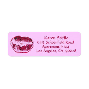 Hot Pink Kiss Return Address Label