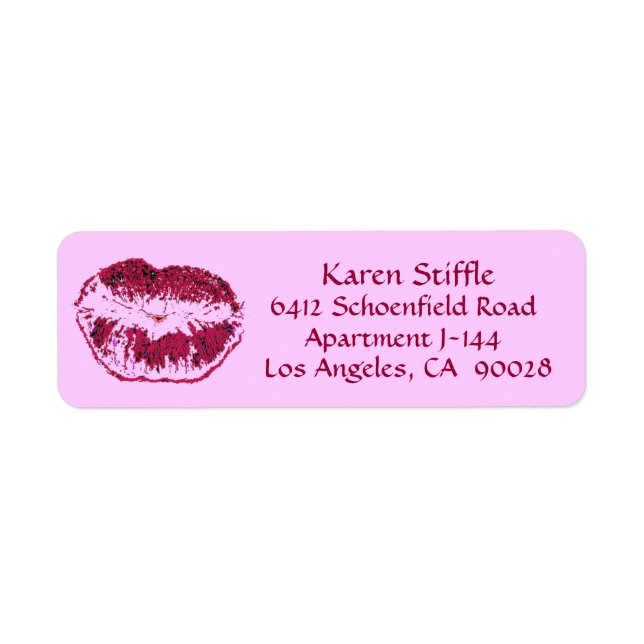 Hot Pink Kiss Return Address Label (Front)