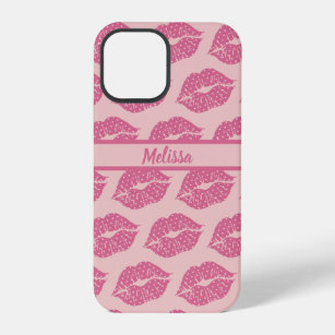 Hot Pink Knit Lips with Little White Hearts  iPhon iPhone 12 Pro Case