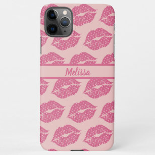 Hot Pink Knit Lips with Little White Hearts  iPhon iPhone 11Pro Max Case