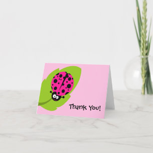 Hot Pink Ladybug Thank You Card