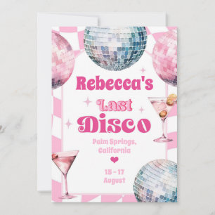 Hot Pink Last Disco Bachelorette Party Itinerary Invitation