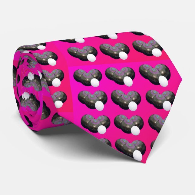 Hot Pink Lawn Bowls, Neck Tie (Rolled)