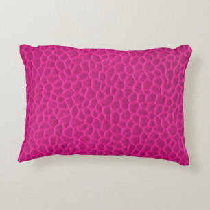 Hot Pink Leather Texture Decorative Cushion