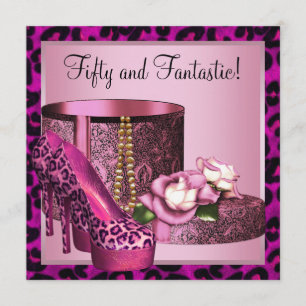 Hot Pink Leopard 50th Birthday Party Invitation