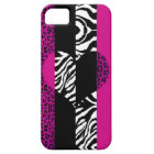 Hot Pink Leopard and Zebra Animal Print Heart