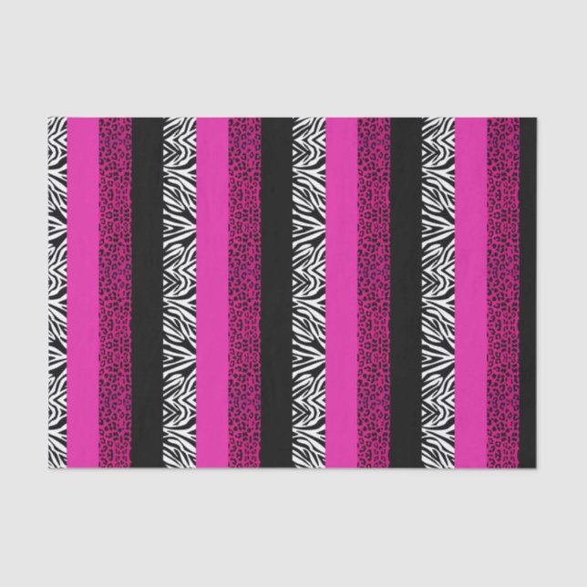 Hot Pink Leopard and Zebra Animal Print Tissue Paper (Front)