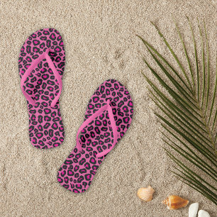 Hot Pink Leopard Girly Thongs
