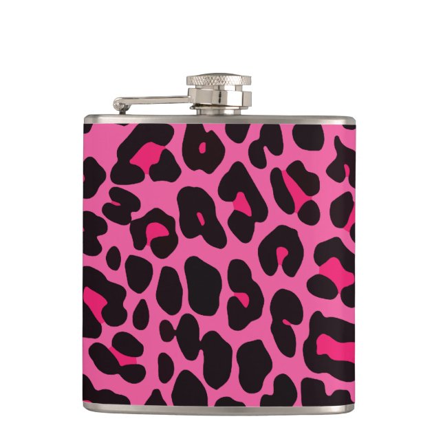 Hot Pink Leopard Hip Flask (Front)