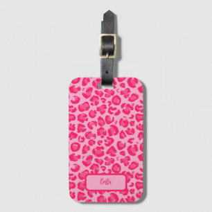 Hot Pink Leopard Pattern Luggage Tag