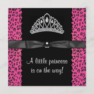 Hot Pink Leopard Princess Baby Girl Baby Shower Invitation