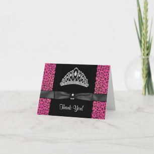 Hot Pink Leopard Princess Thank You Cards
