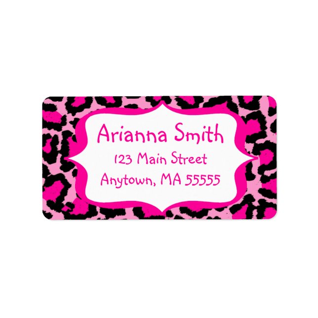 Hot Pink Leopard Print Address Labels (Front)