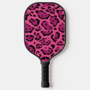 Hot Pink Leopard Print Animal Pattern Pickleball Paddle