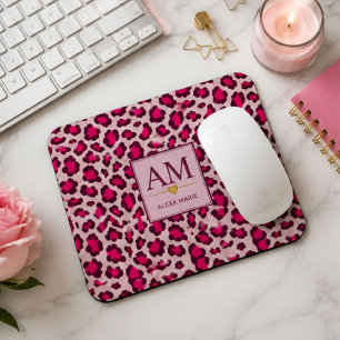 Hot Pink Leopard Print Blush Glam Animal Print Mouse Pad
