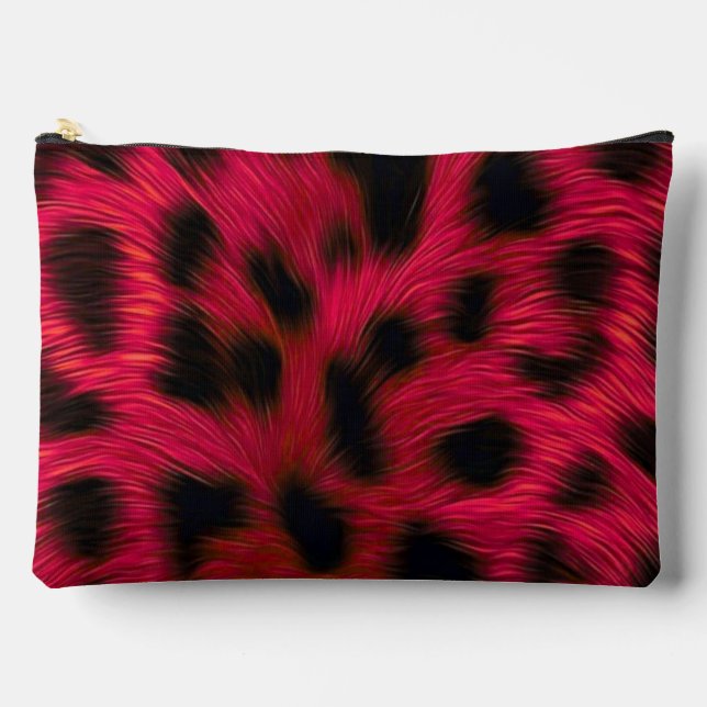 Hot Pink Leopard Print Faux  Accessory Pouch (Front)