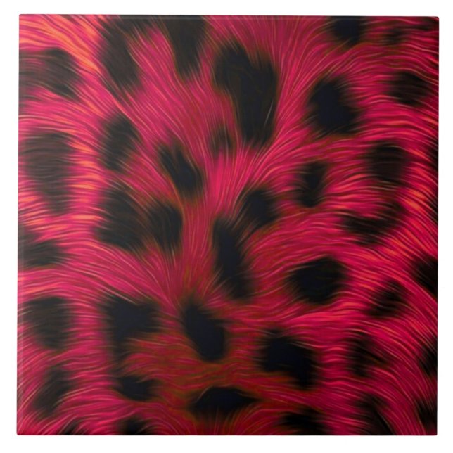 Hot Pink Leopard Print Faux  Ceramic Tile (Front)