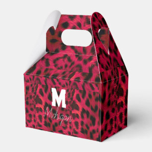 Hot Pink Leopard Print Faux Favour Box