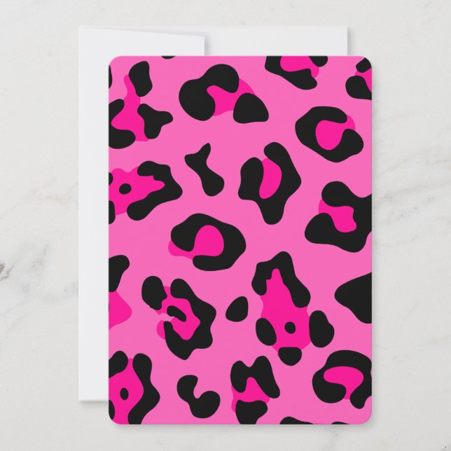 hot pink leopard print invitation (Front)